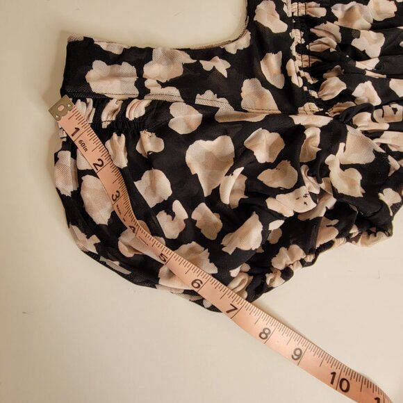 Free People Shirred Bodice Midriff Crop Top Short Sleeve Blk, Beige Size S - Picture 9 of 12